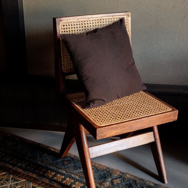 Sashiko Cushion Cover – Brown