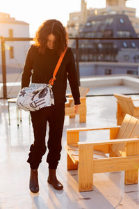 Tokyo Manga Midnight Blue & Orange Adjustable Leather Carry Strap Set