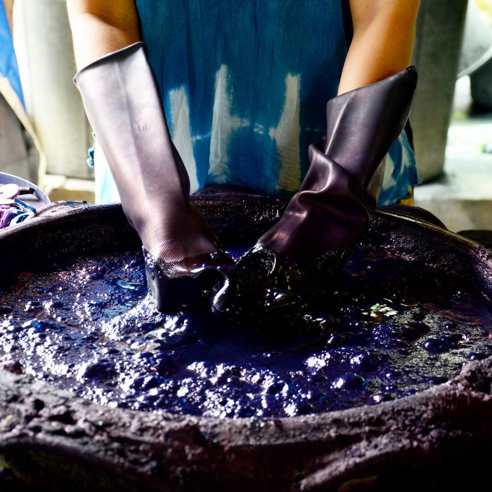 Re-stock : Japanese Santoku Knife with Indigo Dyed Wood Handle