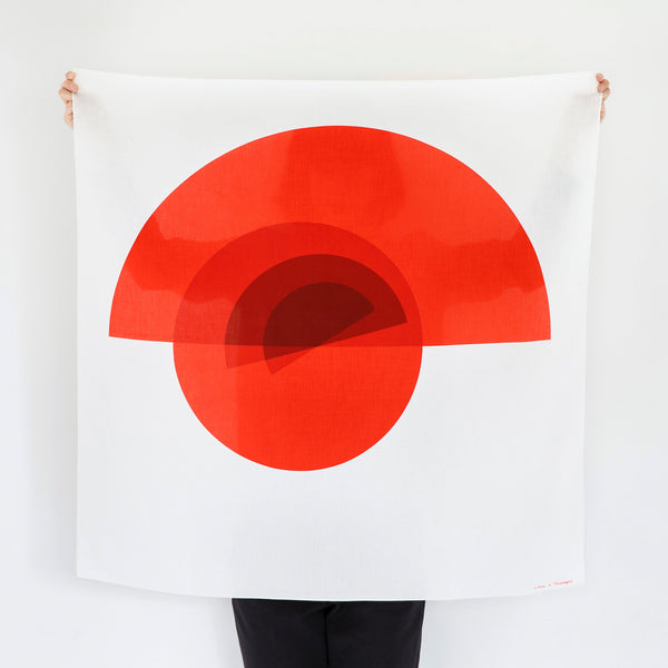 “Arcs” furoshiki textile in white and red