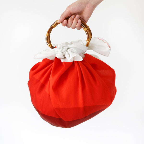 “Arcs” furoshiki and bamboo handle bag set