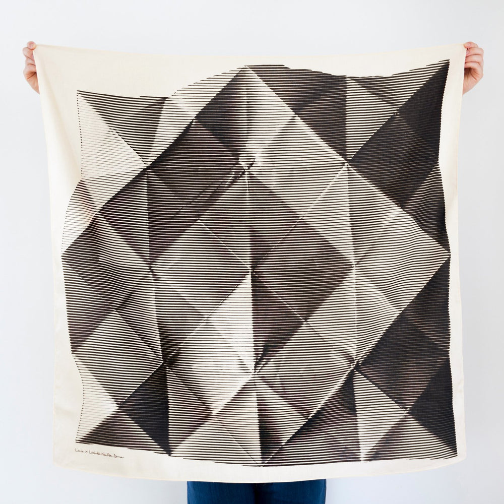 “Folded Paper” furoshiki in cream and black