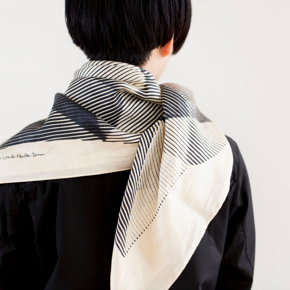 “Folded Paper” furoshiki textile in black and cream