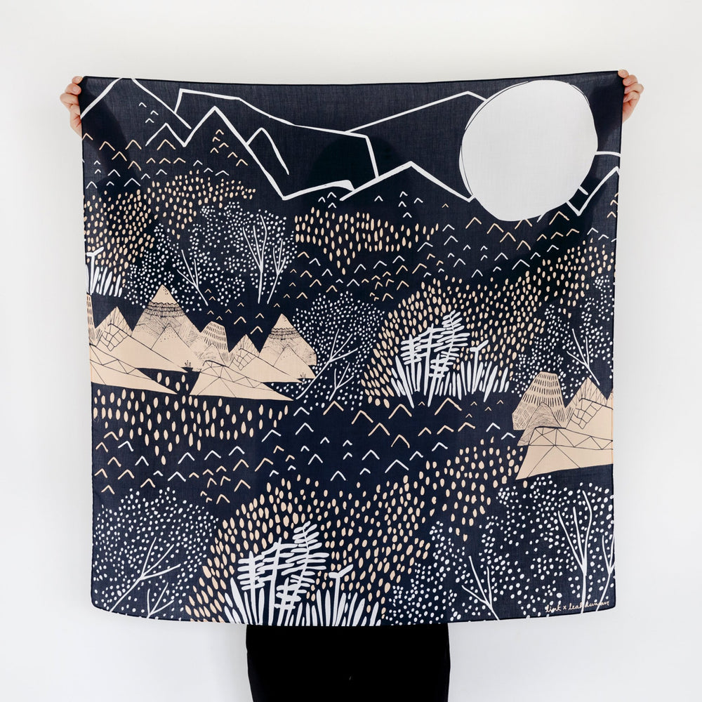 “Mountain Blossom” furoshiki (midnight blue)