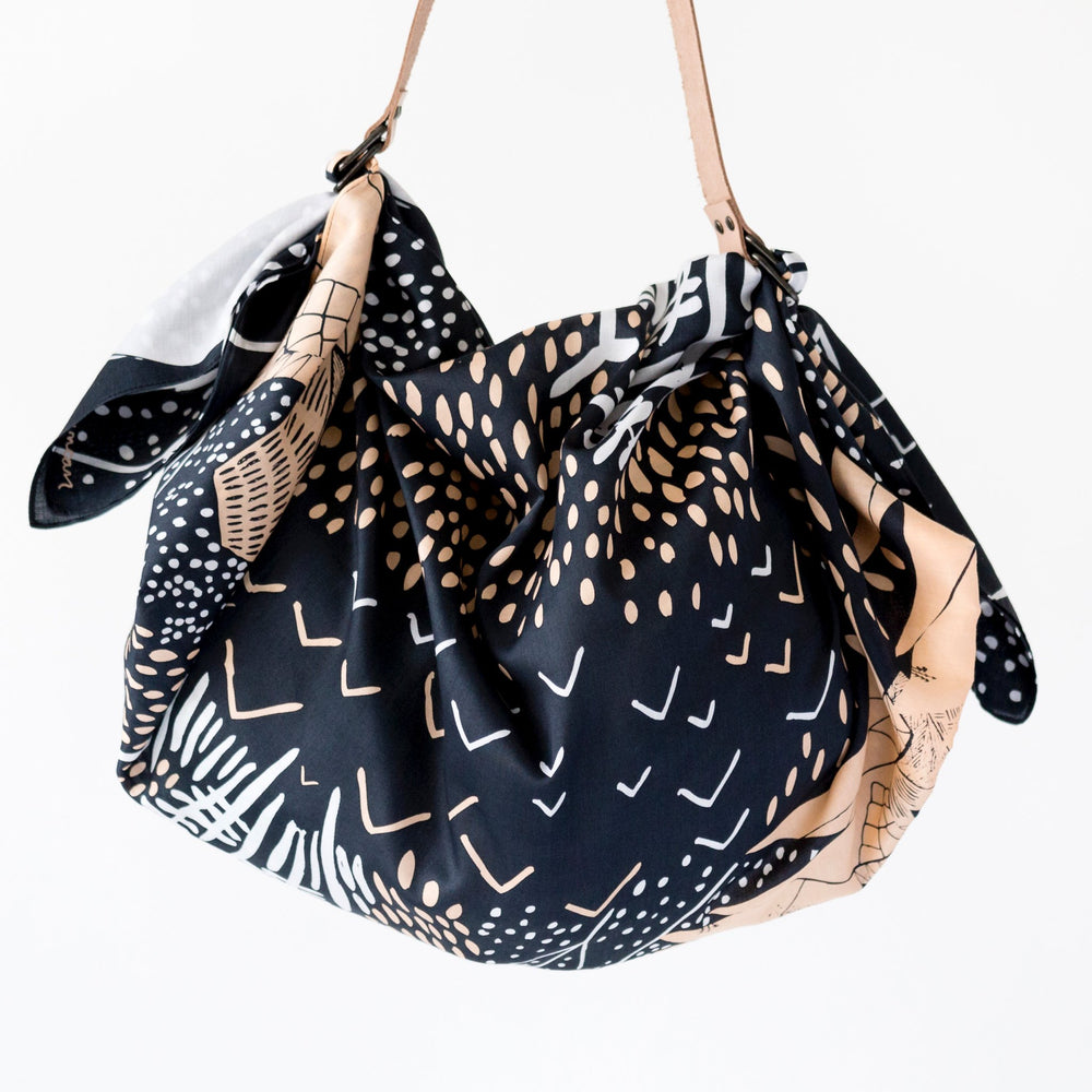 “Mountain Blossom” furoshiki (midnight blue) bag set