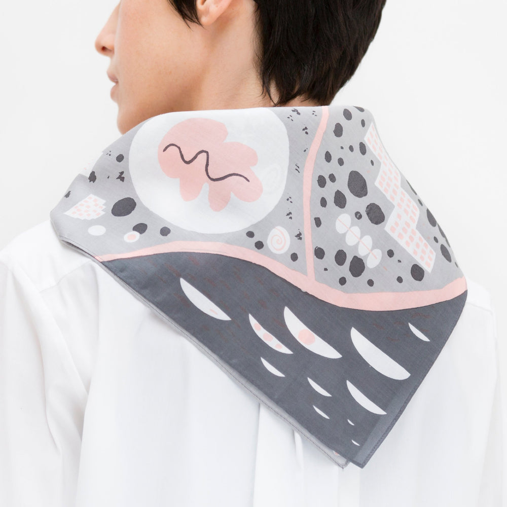 “Stockholm” furoshiki textile in gray, pink and white