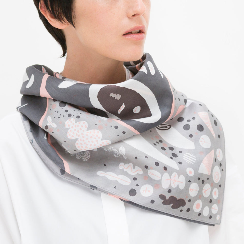 “Stockholm” furoshiki textile in gray, pink and white