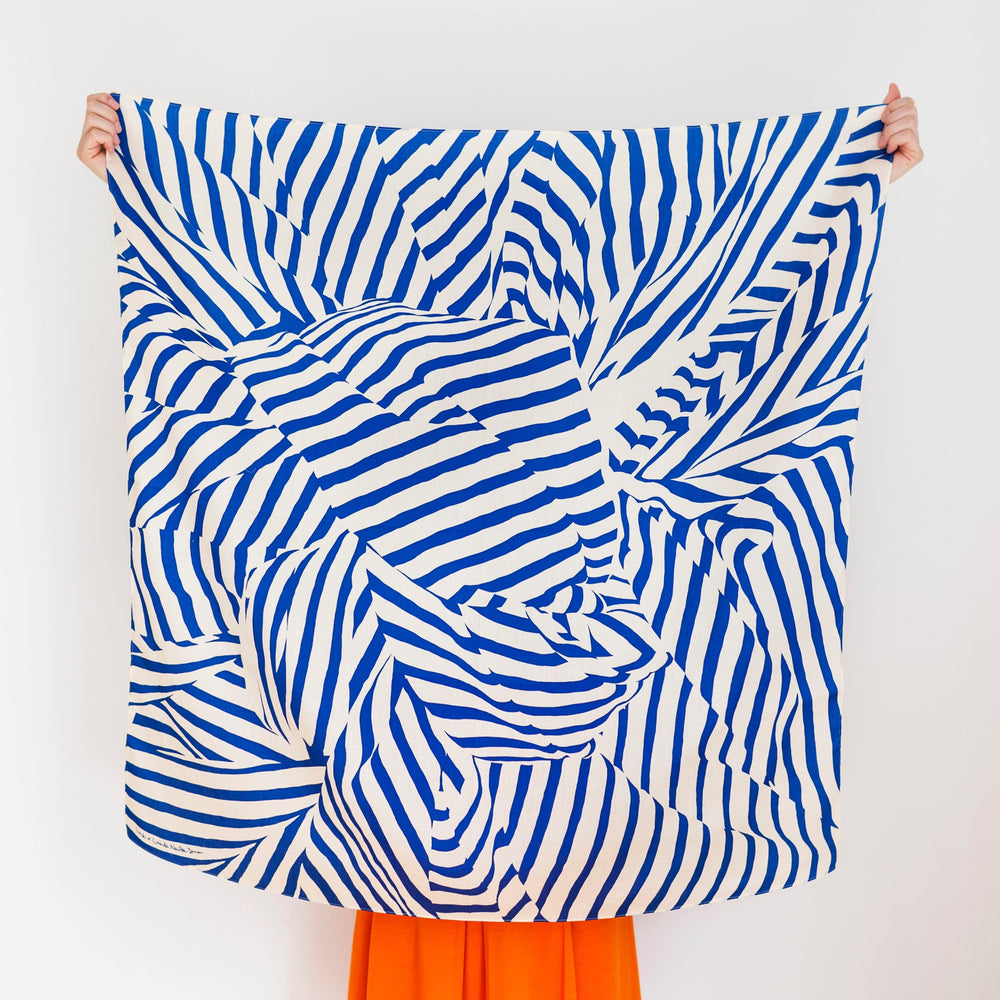 “Stripe” furoshiki textile in navy and beige