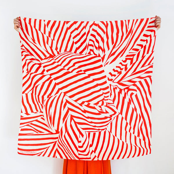 “Stripe” furoshiki textile in red and beige