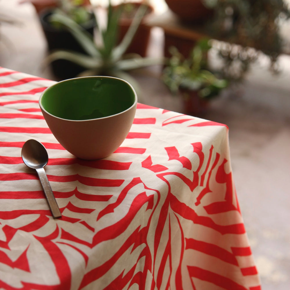 “Stripe” furoshiki textile in red and beige