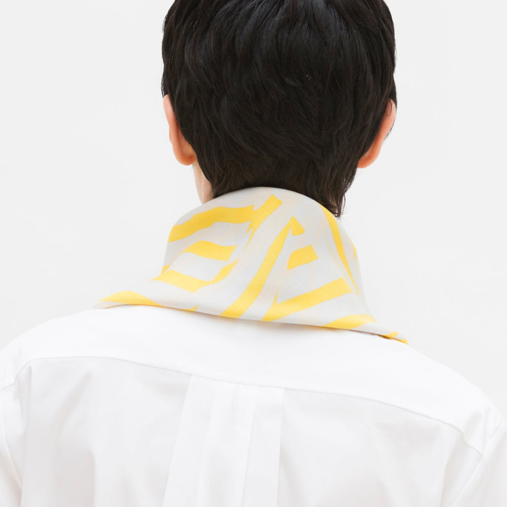 “Stripe” furoshiki textile in yellow and gray